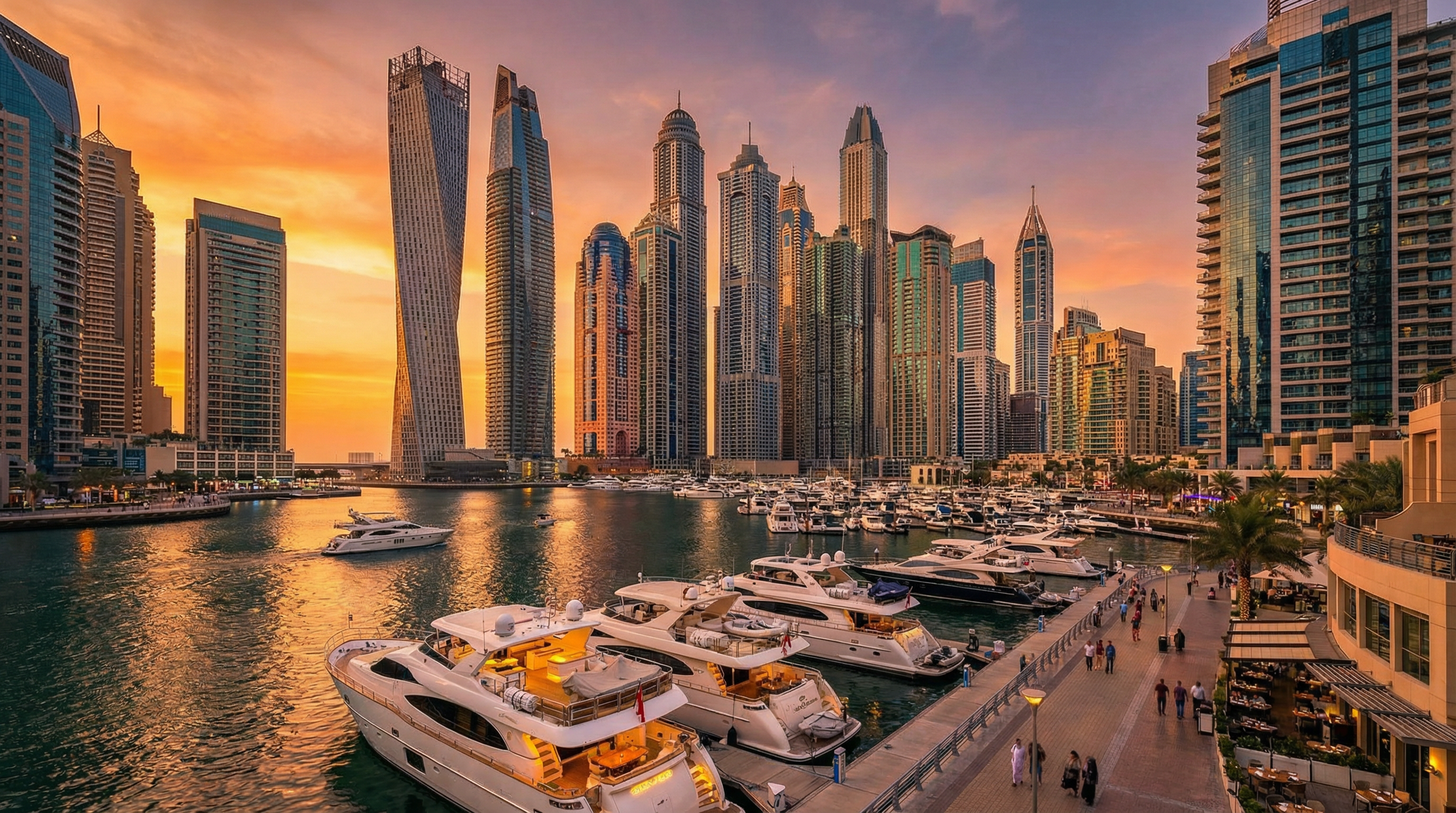 Dubai Marina ao pôr do sol