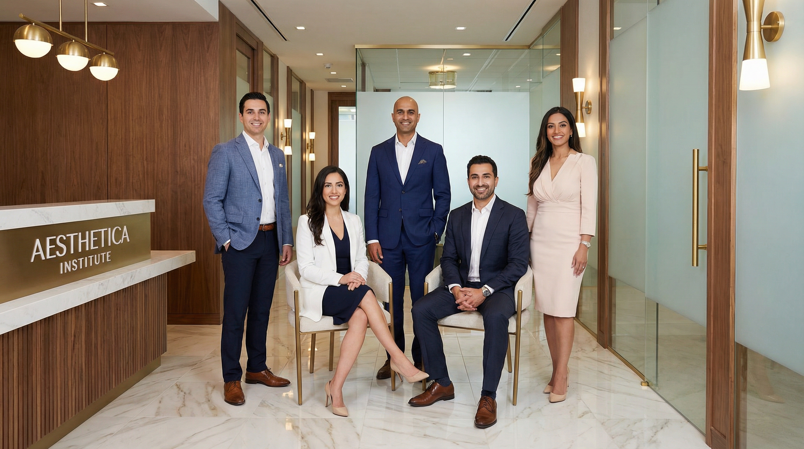 Profissionais médicos em ambiente premium